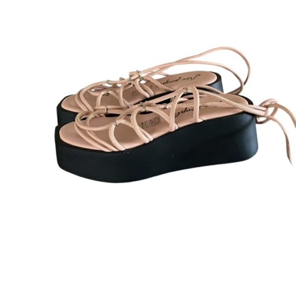 Free People Nude Georgie Platform Lace Up Sandal 37 - Picture 3 of 8
